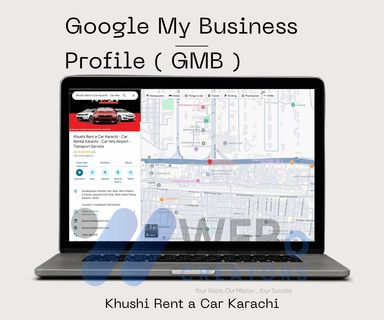 Khushi Rent a Car Karachi Google My Business Creation